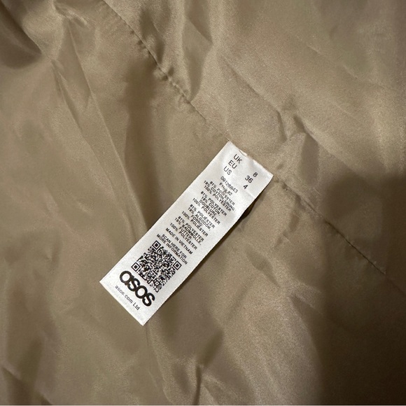 ASOS NEW CREAM TANNED TRENCH COAT SIZE 4 WITH BELT AND SIDED POCKETS - Picture 12 of 12